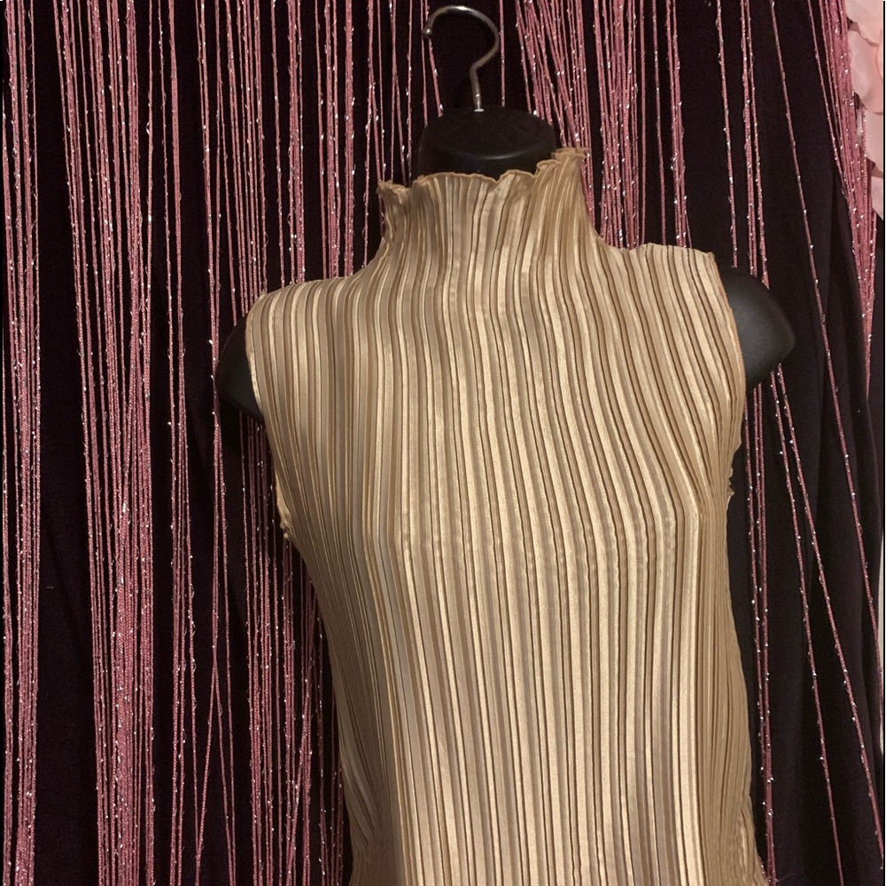 Pleated gold crop top
